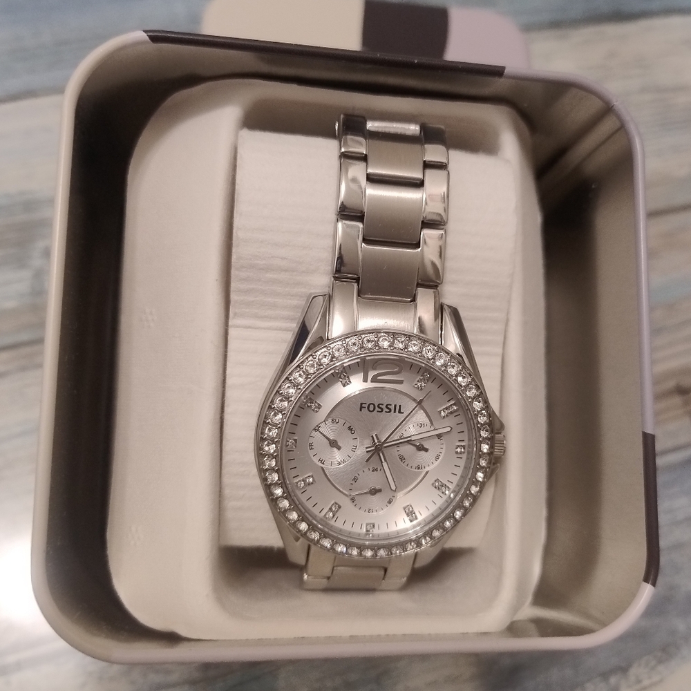 Fossil Riley Multifunction Stainless Steel Watch *New